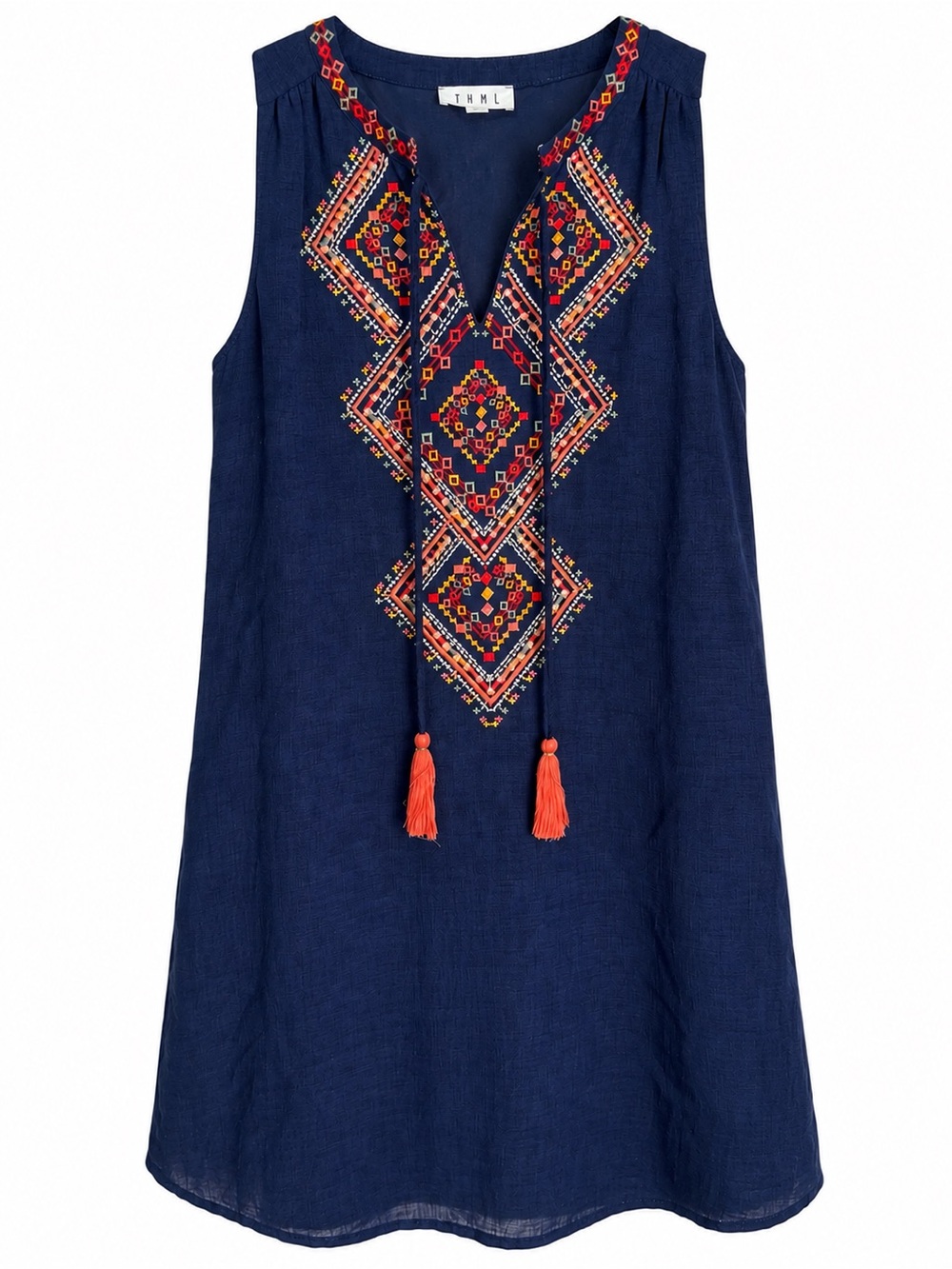 THML women’s Navy Embroidered Sleeveless Dress size small